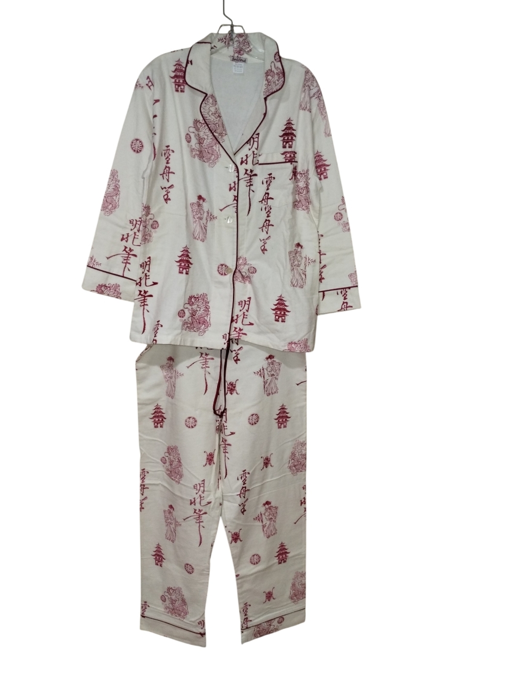 Vtg Y2K Bedhead PJs Set M Organic Cotton Ivory Japanese Print Nwot